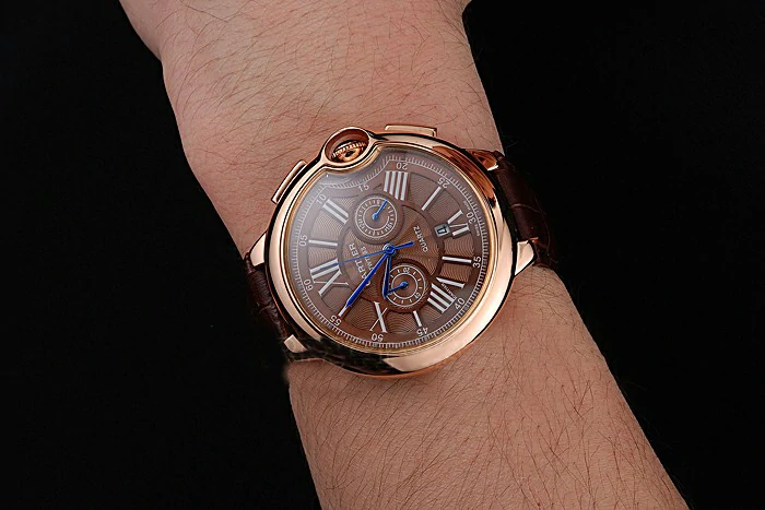Cartier Ballon Bleu Brown Dial Gold Case Brown Leather Strap new121364