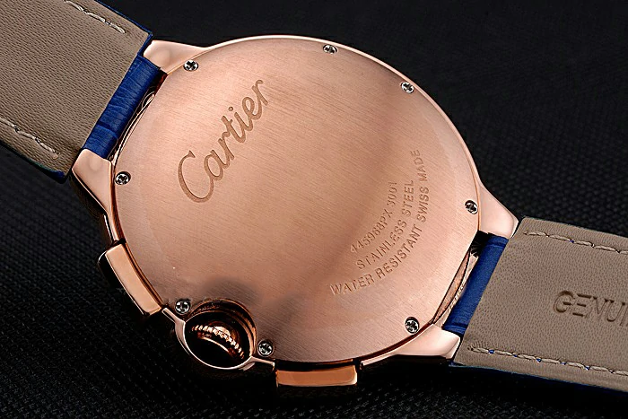 Cartier Ballon Bleu Blue Dial Gold Case Blue Leather Strap new121365