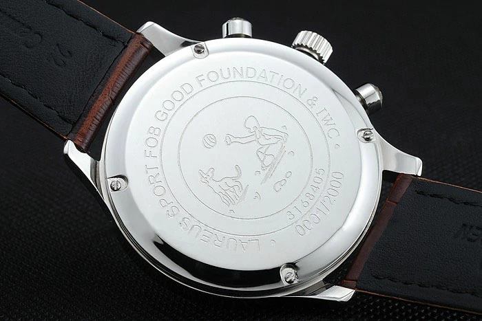 IWC Portugieser Chronograph White Dial Steel Hands And Numerals Stainless Steel Case Brown Leather Strap new121368