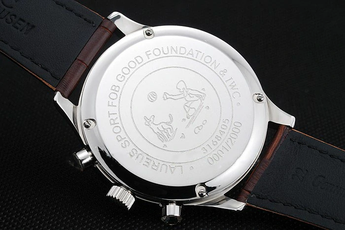 IWC Portugieser Chronograph White Dial Rose Gold Hands And Numerals Stainless Steel Case Brown Leather Strap new121369