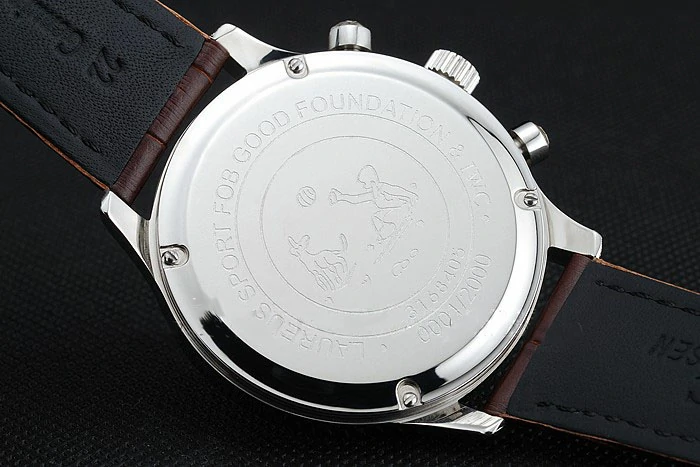 IWC Portugieser Chronograph White Dial Steel Hands And Numerals Steel Case With Diamonds Brown Leather Strap new121370