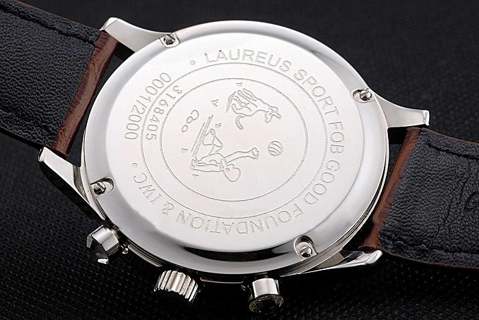 IWC Portugieser Chronograph White Dial Rose Gold Hands And Numerals Steel Case With Diamonds Brown Leather Strap new121371