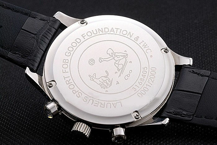 IWC Portugieser Chronograph White Dial Blue Hands And Numerals Steel Case With Diamonds Black Leather Strap new121372