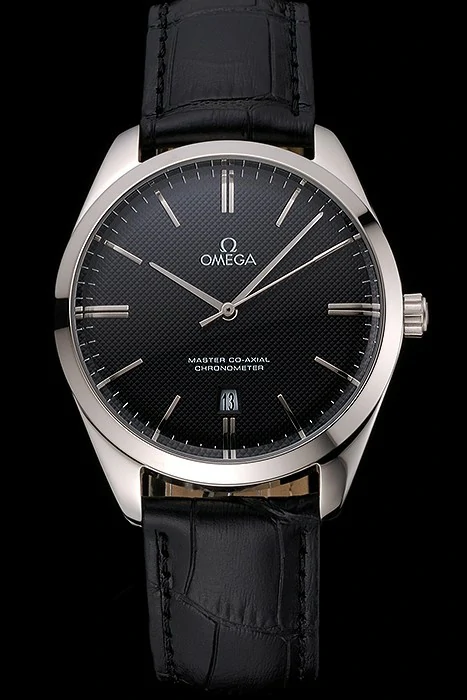 Omega Tresor Master Co Axial Black Dial Stainless Steel Case Black Leather Strap new121397