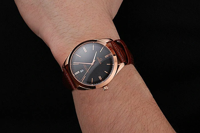 Omega Tresor Master Co Axial Black Dial Rose Gold Case Brown Leather Strap new121400