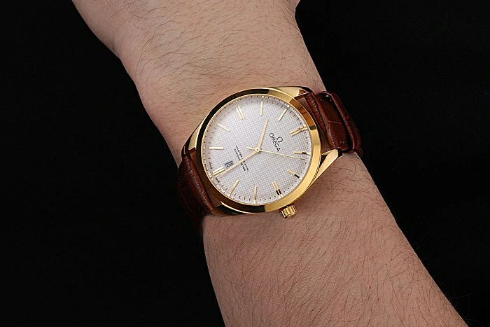 Omega Tresor Master Co Axial White Dial Gold Case Brown Leather Strap new121401