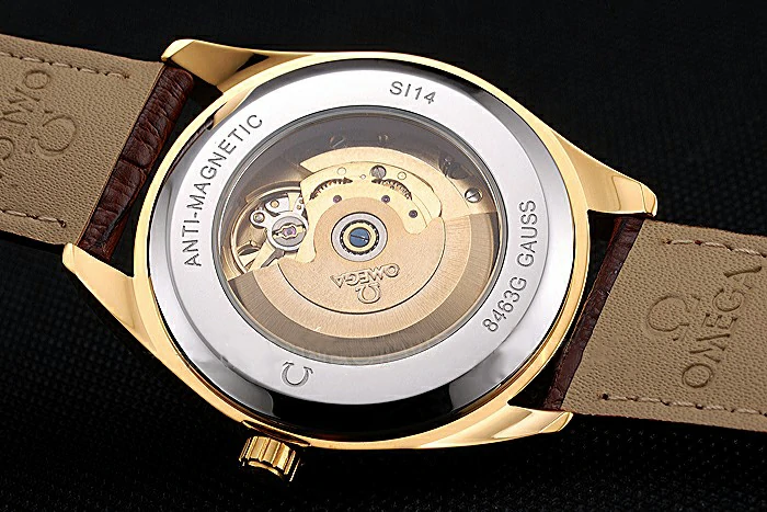 Omega Tresor Master Co Axial White Dial Gold Case Brown Leather Strap new121401