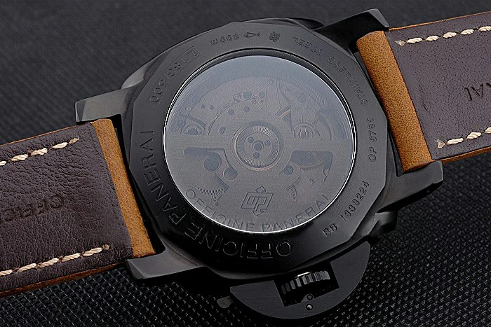 Panerai Luminor 1950 GMT Ceramica Black Dial Matte Black Case Brown Suede Leather Strap new121405