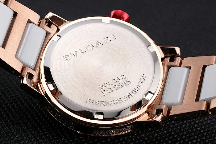 Bvlgari Bvlgari White Guilloche Dial Roman Numerals Gold Case Diamond Bezel Two Tone Bracelet new121514