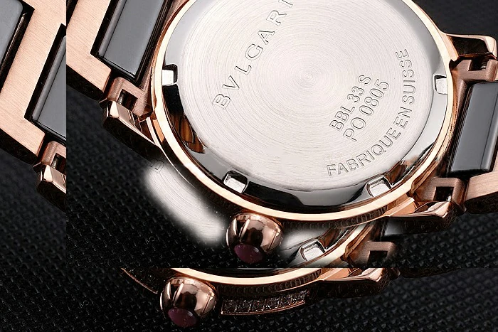 Bvlgari Bvlgari Black Dial Jewel Hourmarks Gold Case Diamond Bezel Two Tone Bracelet new121520