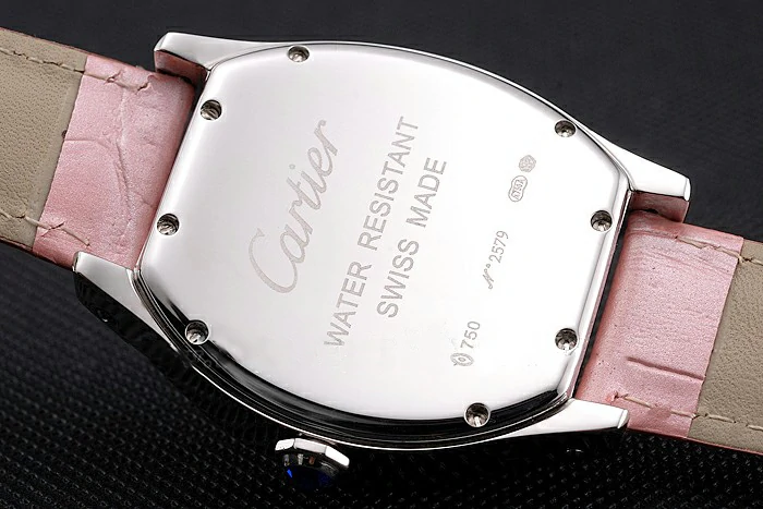 Cartier Tortue Large Date White Dial Stainless Steel Case Pink Leather Strap new121535