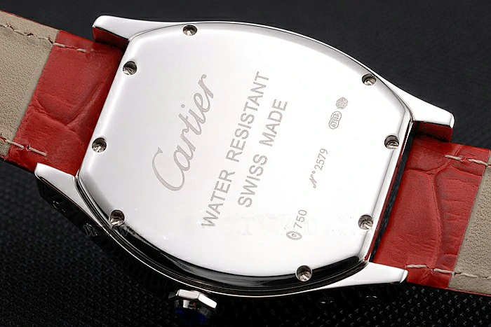 Cartier Tortue Perpetual Calendar White Dial Stainless Steel Case Red Leather Strap new121537