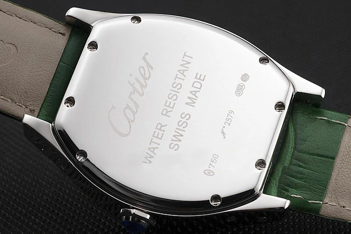 Cartier Tortue Perpetual Calendar White Dial Stainless Steel Case Green Leather Strap new121538