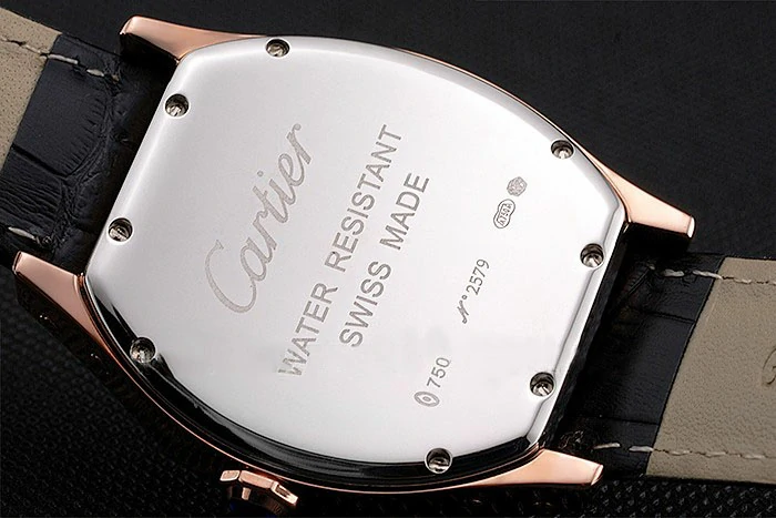 Cartier Tortue Large Date Black Dial Gold Case Black Leather Strap new121539