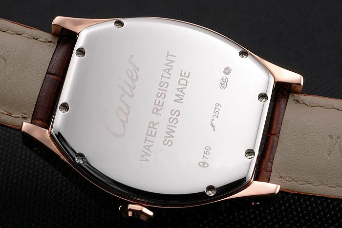 Cartier Tortue Large Date White Dial Gold Case Brown Leather Strap new121540