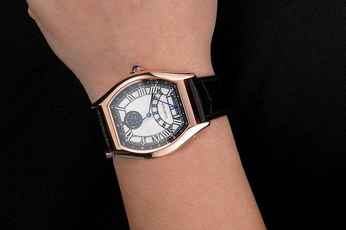 Cartier Tortue Perpetual Calendar White Dial Gold Case Black Leather Strap new121542