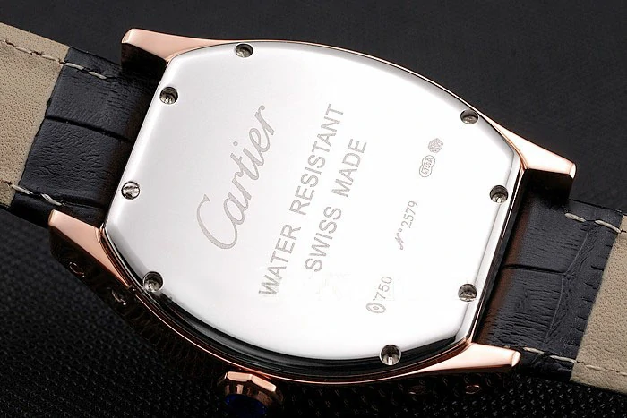 Cartier Tortue Perpetual Calendar White Dial Gold Case Black Leather Strap new121542