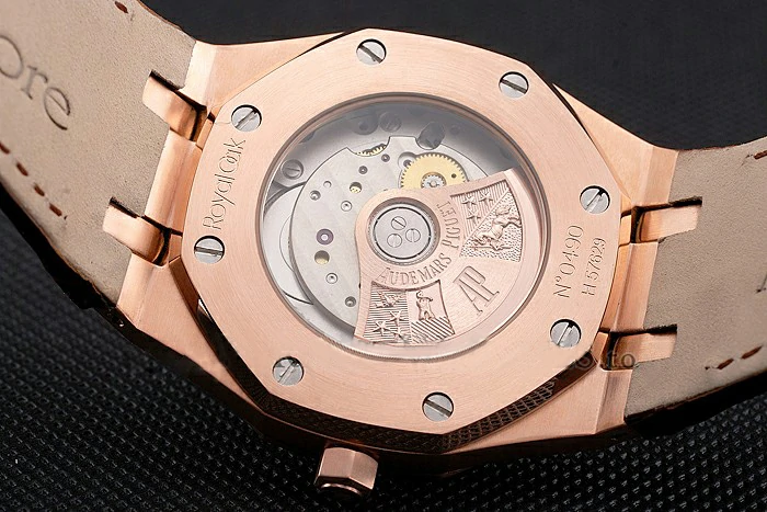 Audemars Piguet Royal Oak White Dial Gold Case Brown Leather Strap new121569