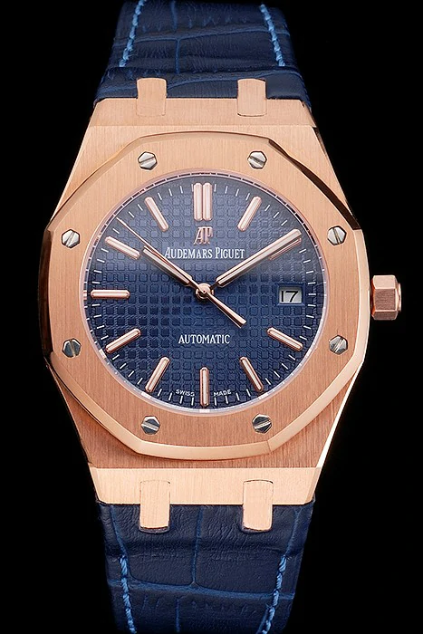 Audemars Piguet Royal Oak Blue Dial Gold Case Blue Leather Strap new121571