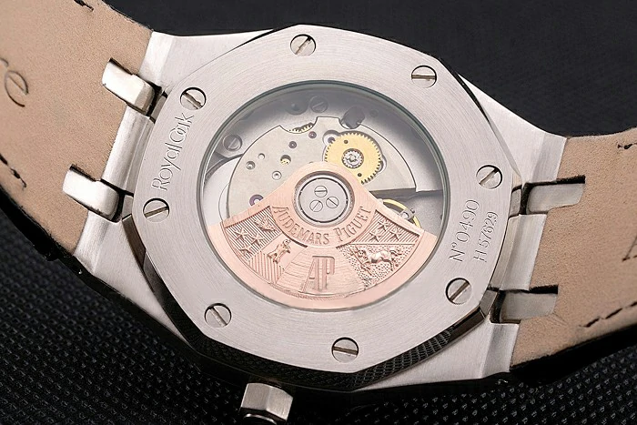 Audemars Piguet Royal Oak Black Dial Steel Case With Diamonds Black Leather Strap new121572