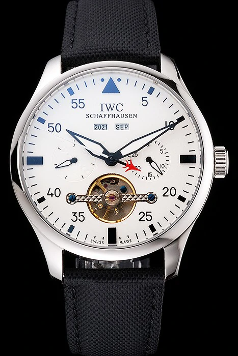 IWC Pilot Tourbillon White Dial Stainless Steel Case Black Textile Strap new121915