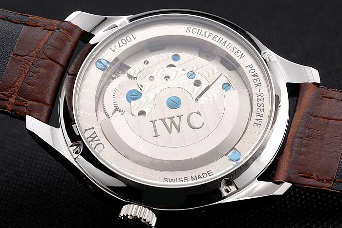 IWC Portofino Tourbillon White Dial Blue Markings Stainless Steel Case Brown Leather Strap new121917