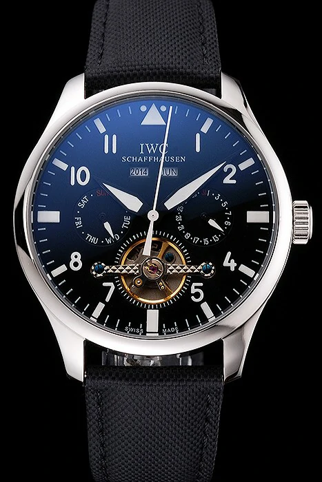 IWC Pilot Tourbillon Black Dial Stainless Steel Case Black Textile Strap new121918