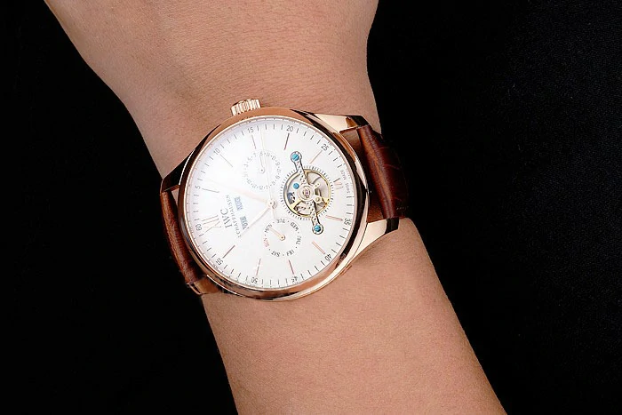 IWC Portofino Tourbillon White Dial Rose Gold Case Broen Leather Strap new121920