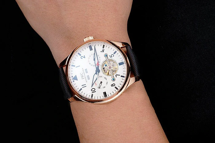 IWC Pilot Tourbillon White Dial Rose Gold Case Black Textile Strap new121922