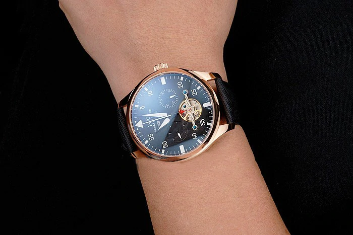 IWC Pilot Perpetual Calendar Black Dial Rose Gold Case Black Textile Strap new121924
