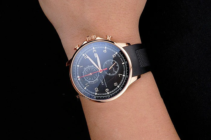 IWC Portugieser Yacht Club Black Dial Rose Gold Case Black Rubber Strap new121927