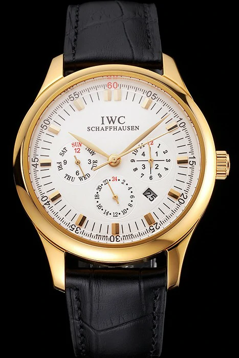 IWC Portugieser Perpetual Calendar White Dial Gold Case Black Leather Strap new121976
