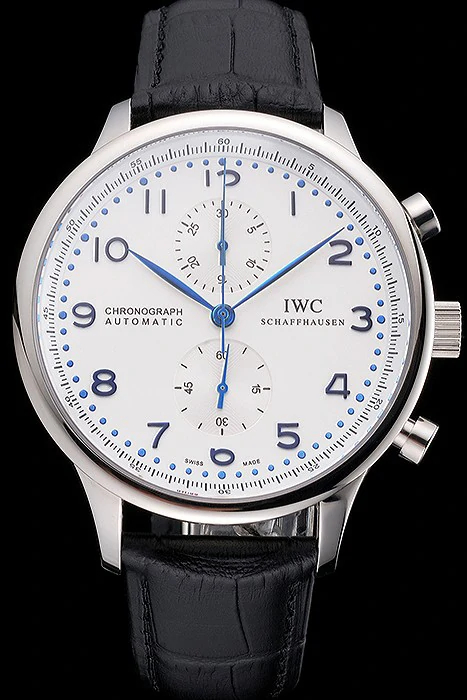 IWC Portugieser Power Reserve White Dial Stainless Steel Case Black Leather Strap new121977