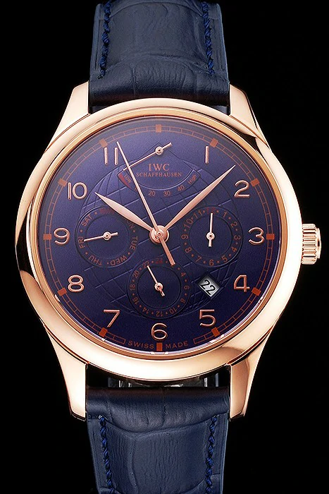 IWC Portugieser Power Reserve Blue Dial Rose Gold Case Blue Leather Strap new121978