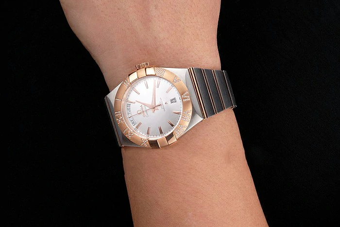 Omega Constellation White Dial Stainless Steel Case Rose Gold Bezel Two Tone Bracelet new121980