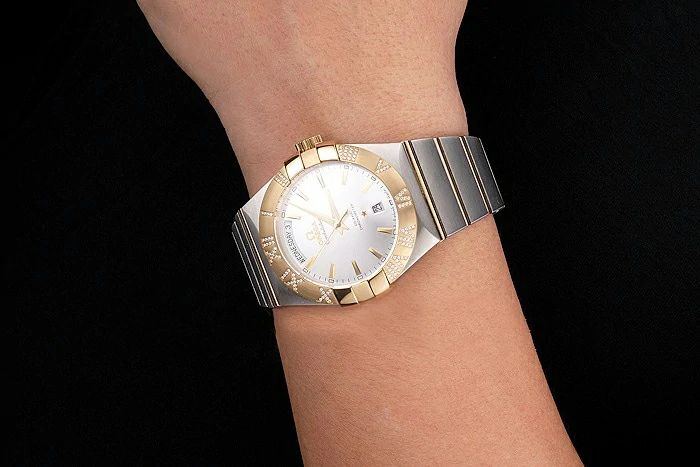 Omega Constellation White Dial Stainless Steel Case Gold Bezel Two Tone Bracelet new121981