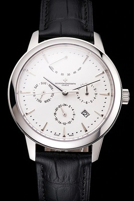 Vacheron Constantin Traditionnelle Power Reserve White Dial Stainless Steel Case Black Leather Strap new122010