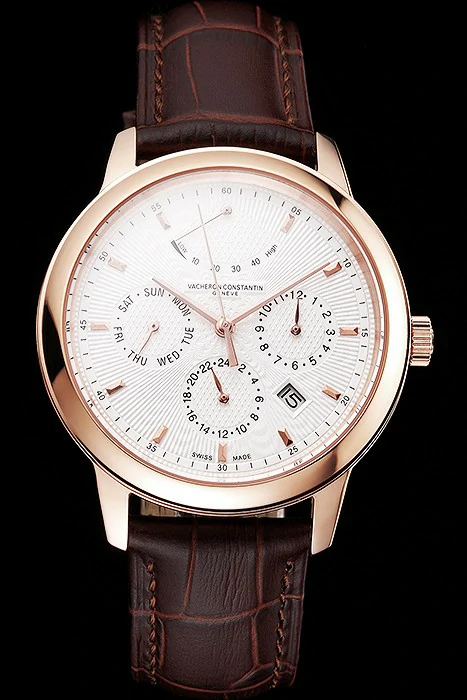 Vacheron Constantin Traditionnelle Power Reserve White Dial Rose Gold Case Brown Leather Strap new122011