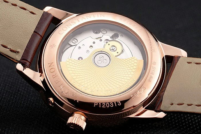 Vacheron Constantin Traditionnelle Power Reserve Rose Gold Dial And Case Diamond Bezel Brown Leather Strap new122013