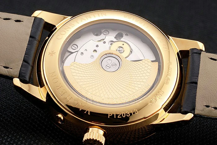 Vacheron Constantin Traditionnelle Power Reserve Gold Dial And Case Diamond Bezel Black Leather Strap new122014