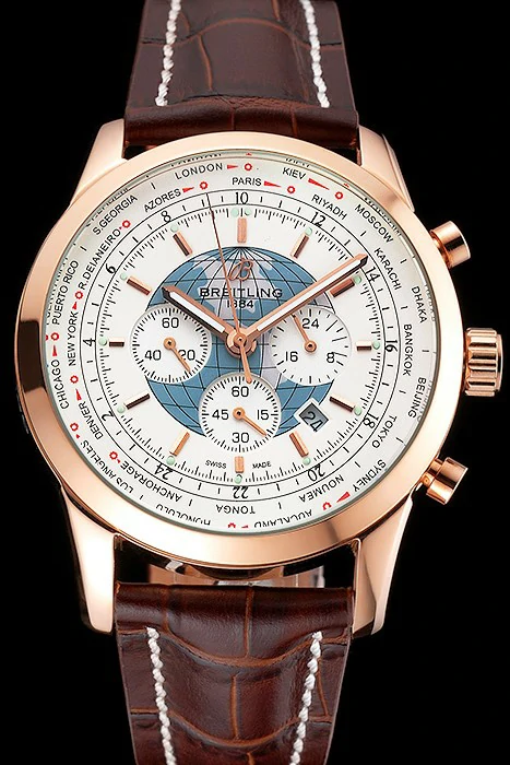Breitling Chronomat Blue Dial Stainless Steel Case Gold Bezel Blue Leather Strap new122020