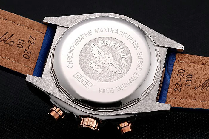 Breitling Chronomat Patrouille De France Blue Dial Stainless Steel Case Blue Leather Strap new122022