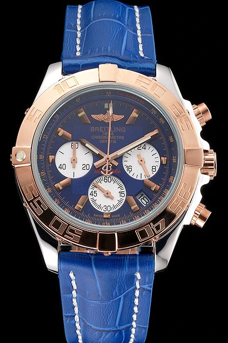 Breitling Chronomat Patrouille De France Blue Dial Stainless Steel Case Blue Leather Strap new122022