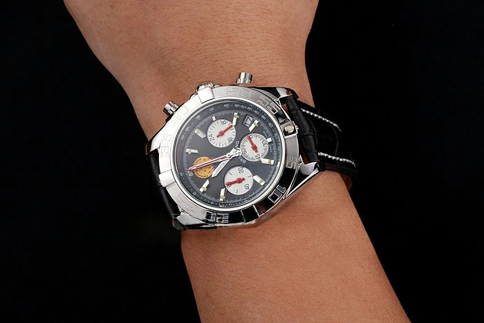 Breitling Chronomat Frecce Tricolori Black Dial Stainless Steel Case Black Leather Strap new122023