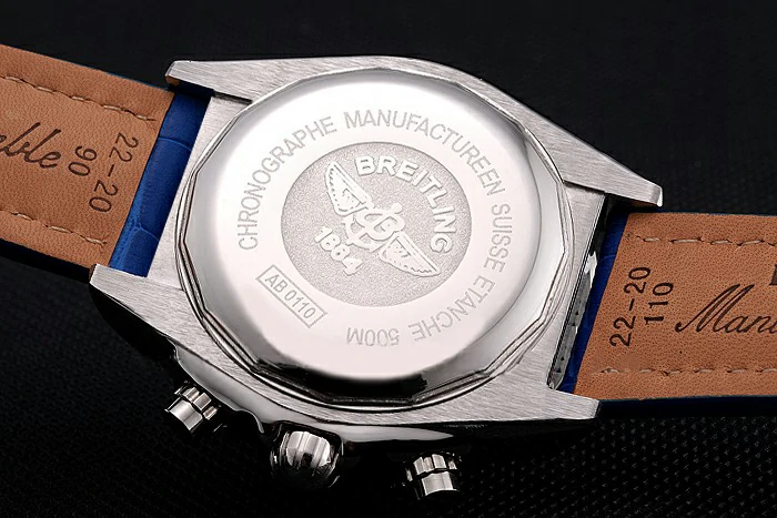 Breitling Chronomat Frecce Tricolori Blue Dial Stainless Steel Case Blue Leather Strap new122024
