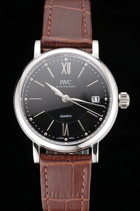 IWC Portofino Black Dial Stainless Steel Case Brown Leather Strap new122028