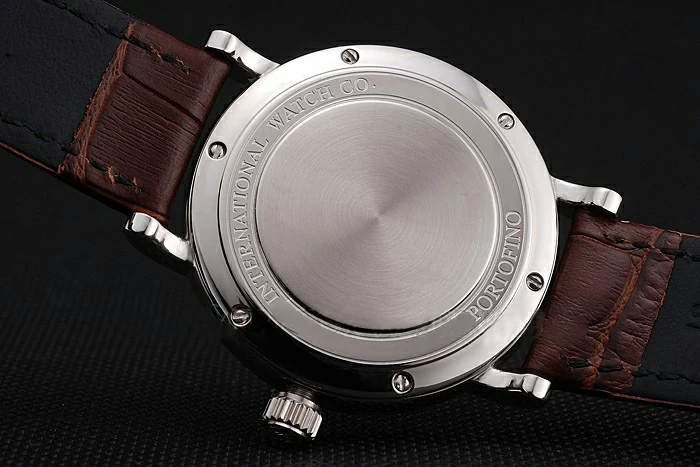 IWC Portofino Silver Dial Stainless Steel Case Diamonds Bezel Brown Leather Strap new122036