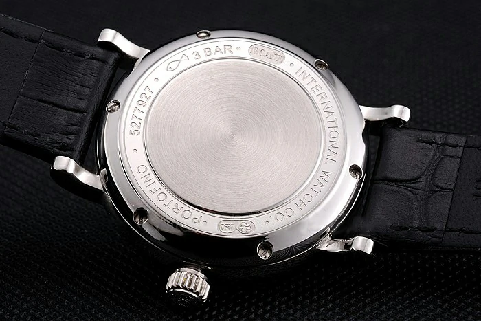 IWC Portofino Moon Phase Black Dial With Diamonds Stainless Steel Case Diamonds Bezel Black Leather Strap new122041