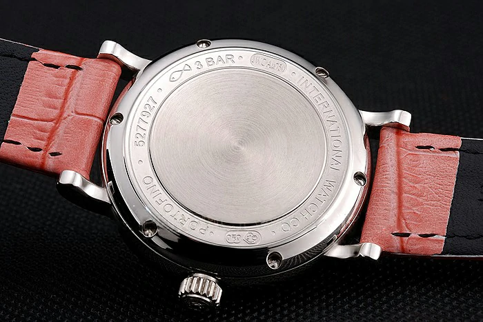 IWC Portofino Moon Phase Mother Of Pearl Dial Stainless Steel Case Diamonds Bezel Pink Leather Strap new122043