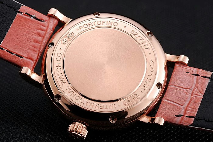 IWC Portofino Moon Phase Silver Dial Rose Gold Case Diamonds Bezel Pink Leather Strap new122044